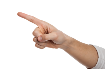 Hand gesture with index finger extended, PNG cutout with transparency