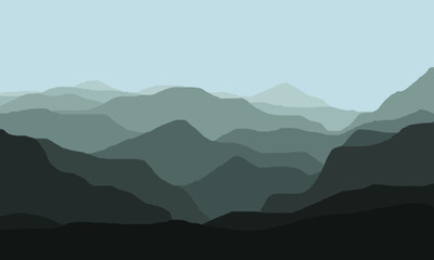 monochrome wavy mountain landscape illustration vector design