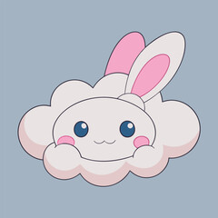 A cute cartoon rabbit with a pink heart and a funny smile, perfect for Easter holiday art