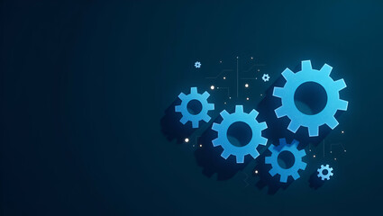 Flat real estate concept property value icons location contract price diagram cogs gear wheel mechanisms wireframe low polygonal blue mesh dots lines shapes concept as Real estate concept showing prop