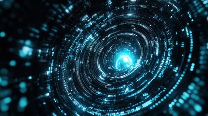 Obraz premium Abstract Digital Vortex: A mesmerizing swirl of light and data