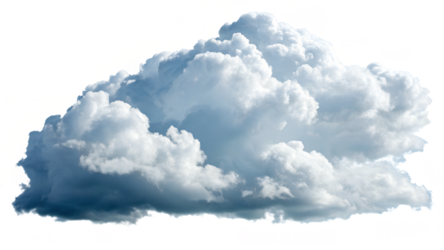 Fluffy white clouds PNG cutout isolated on a transparent background, perfect for overlays, graphic design, and digital art projects