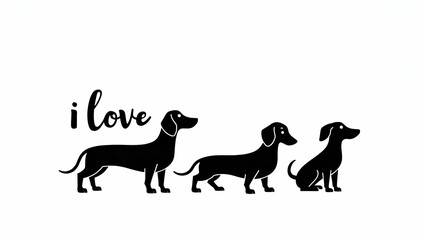 Fototapeta premium Adorable Dachshund Vector Art: I Love Dachshunds Silhouette Design