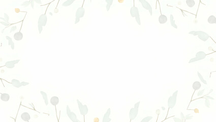 Serene Flat Cozy Watercolor Arrangement of Fir and Eucalyptus Leaves with White Berries - Perfect for Natural Decor and Interior Design Inspiration in a Smart Business Tone