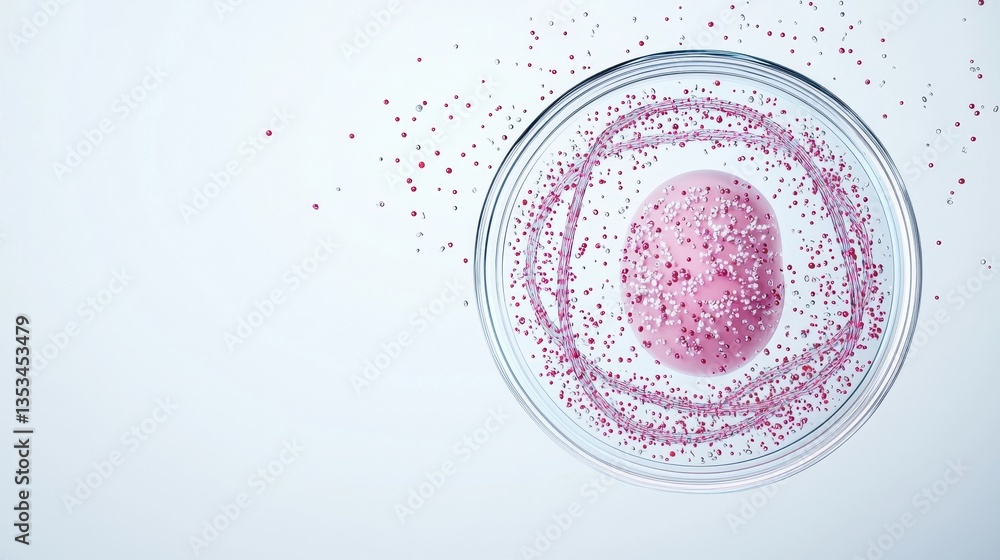 Aufkleber cell division with surrounding particles in a clean environment.