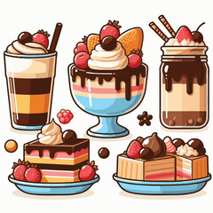 dessert, food, delicious, sweet, chocolate, cake, background, fruit, isolated, cream, bakery, gourmet, snack, celebration, vintage, colorful, decoration, pastry, restaurant, vector, summer, fresh, ico