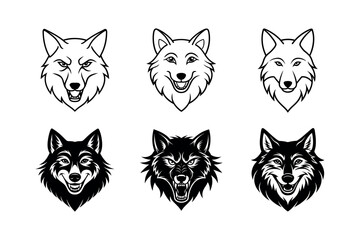Fototapeta premium Set of wolf head bundle