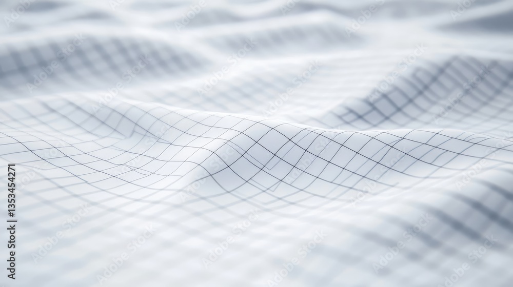 Poster soft white fabric with a subtle grid pattern, gently wrinkled, creating a serene and calming backgro