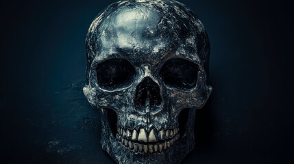 Dark Enigma: A Brooding Still Life of a Human Skull, Evoking Themes of Mortality and Reflection