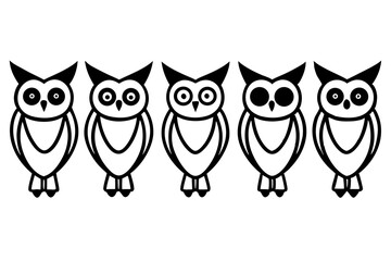 set of Owl silhouette vector illustration