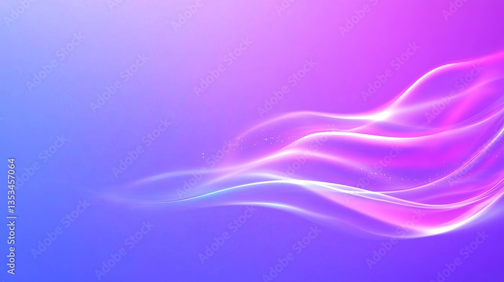 Poster a vibrant gradient background featuring flowing waves of pink and purple, creating a serene and mode