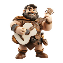 Cartoon Viking Character Playing Guitar
