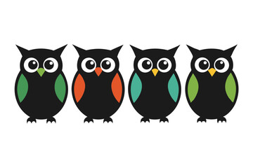 set of Owl silhouette vector illustration