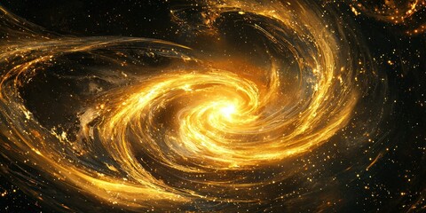 Obraz premium A mesmerizing cosmic scene with golden swirls and a radiant celestial glow