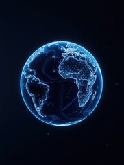 Glowing Earth model showcasing a vibrant view of continents and oceans.