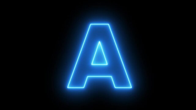 Neon letter alphabet A animation