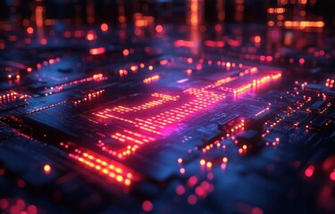 C++ Programming Code in Dark Environment Laptop Code Editor Neon Lights Modern Art