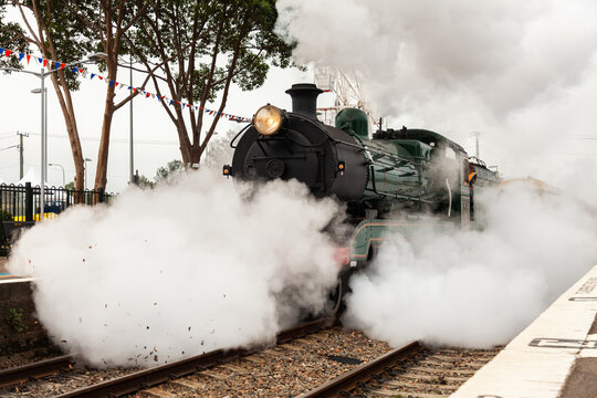 Old steam train engine at Maitland train station