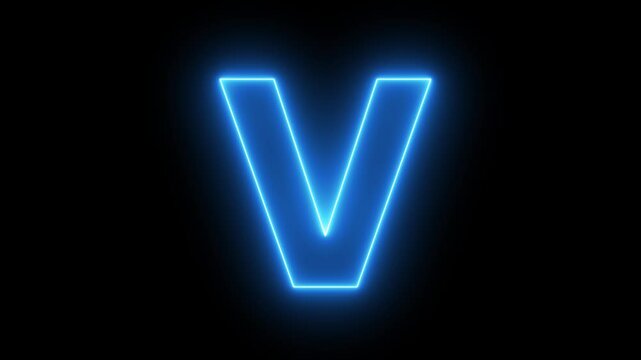Neon letter alphabet V animation
