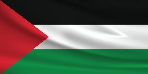 Vector flag of Palestine. Palestine waving flag background.