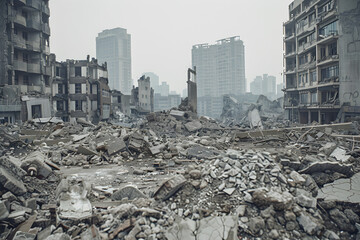 Shattered Haven: The Ruins of a City After an Earth-shaking Natural Disaster