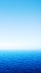 Fototapeta premium Blue ocean horizon with calm waves under gradient clear sky phone background wallpaper
