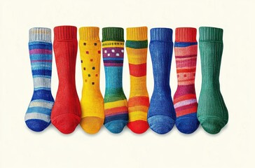Colorful Socks Illustration for National Sock Day Celebration Holiday Event