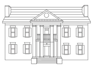 Hand-drawn house illustration for coloring pages. Perfect for children and adults who enjoy creative activities. High-resolution, detailed black-and-white outline