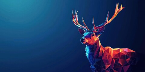 Obraz premium A polygonal wildlife illustration, featuring a majestic deer composed of geometric facets
