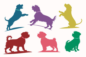 set of Maltese Dog silhouette vector illustration