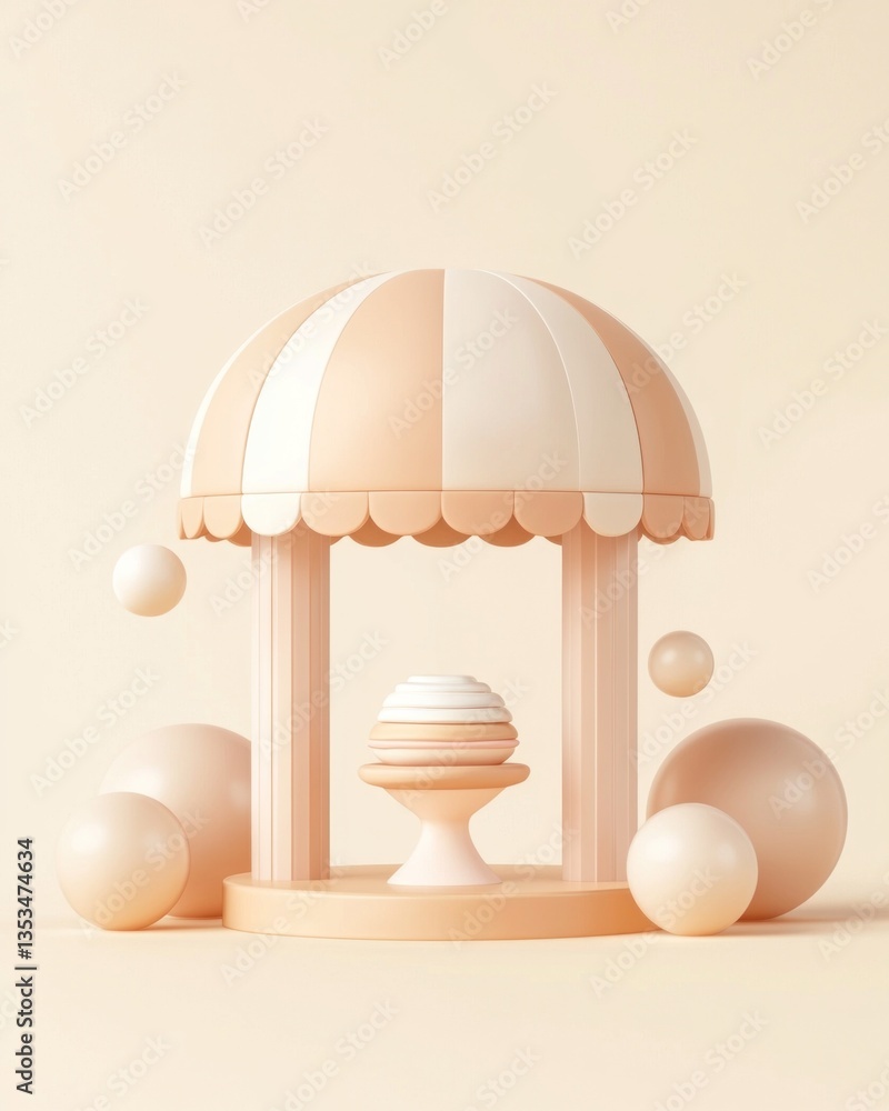 Poster creative minimalist display of abstract shapes in soft peach tones artistic showcase contemporary en