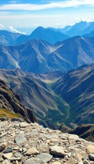 Majestic mountain range panorama, stone backdrop, hills, panorama, cliffs