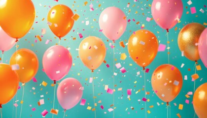 Colorful Balloons and Confetti Celebration Background for Party or Event
