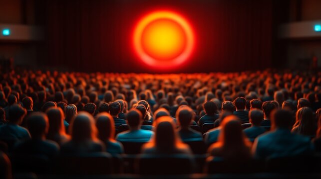 Audience watching red circle screen event