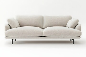 Fototapeta premium Cream-colored modern couch isolated on white background, lifestyle product, furniture design