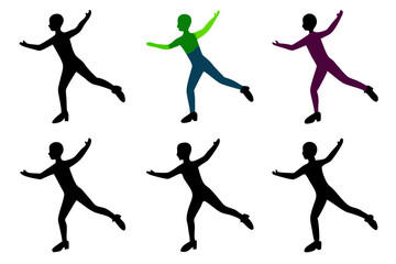 set of Ice skating silhouette vector illustration