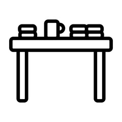 Messy Desk Vector Line Icon Design