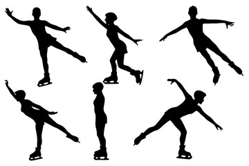 set of Ice skating silhouette vector illustration