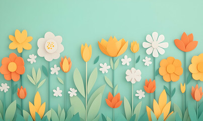 Naklejka premium Colorful Spring Flowers Animated Concept with Graphs Background