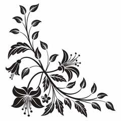 a black and white floral design on a white background 