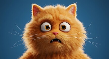 Fluffy Orange Cat with Big Eyes Staring