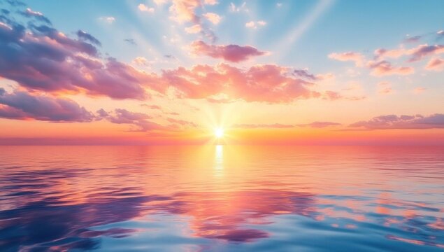 Peaceful sunset over calm ocean waters