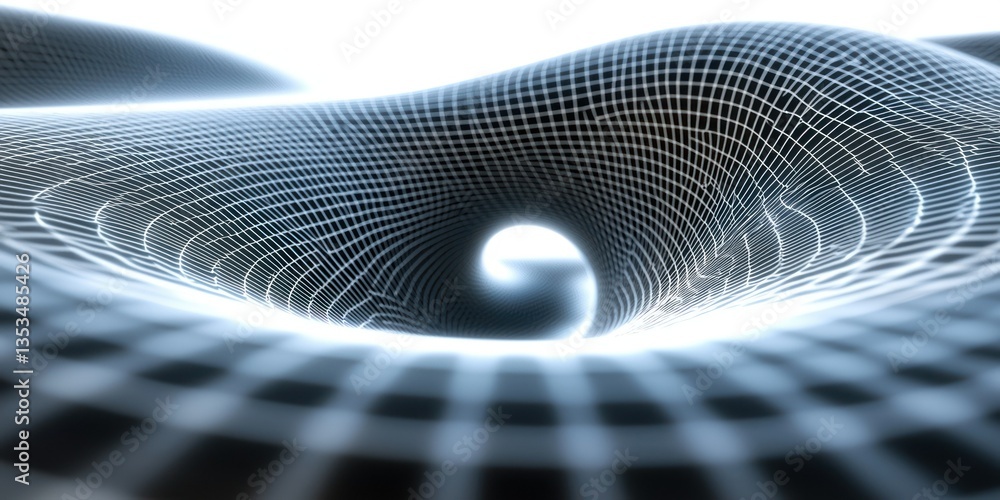Poster a sci-fi wormhole effect, where space seems to fold into itself, creating a stunning optical illusio