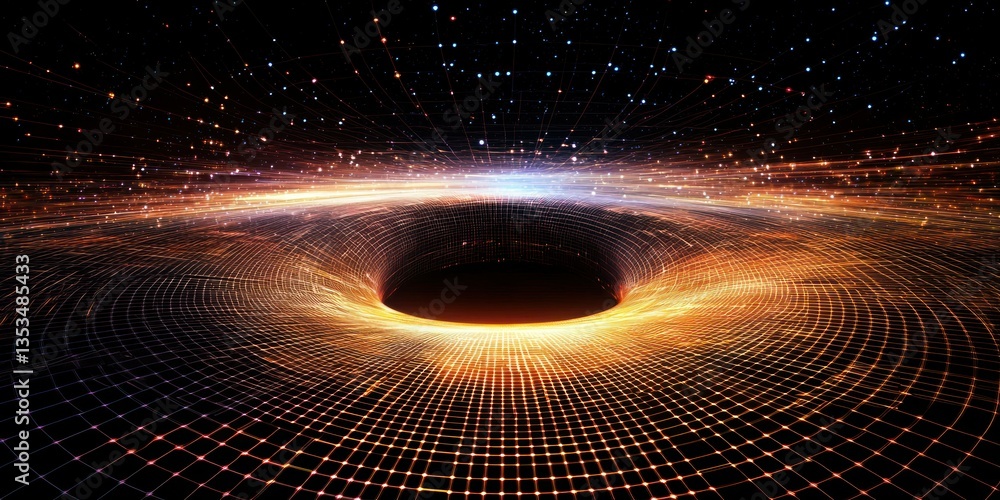 Poster a sci-fi wormhole effect, where space seems to fold into itself, creating a stunning optical illusio