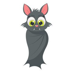 Cute Baby Bat Character with Cartoon Design Concept. Vector Illustration.