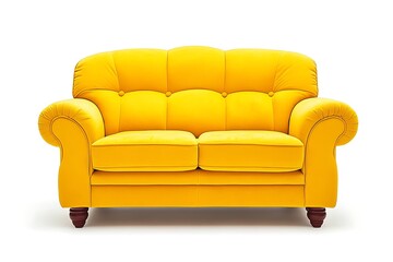 Fototapeta premium Yellow loveseat on a white background, ready for use in home decor or furniture projects