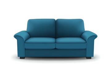 Fototapeta premium Blue loveseat on a white background, ideal for home decor and interior design use