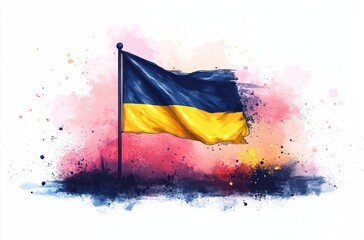 Gabon Independence Day Celebration Poster with Flag on Flagpole