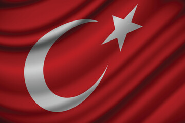 Vector flag of Turkey.  Turkey waving flag background.