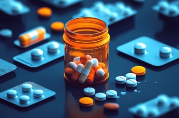 Pill Bottle and Blister Pack Vector Illustration for Medication Awareness Day